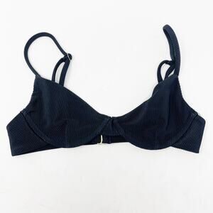 Beach Riot XSmall Black Camilla Bikini Top Ribbed Balconette Underwire Unpadded